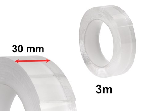 TAŚMA DWUSTRONNA NANO MONTAŻOWA WODOODPORNA 30MMX3M TAŚMA DWUSTRONNA NANO MONTAŻOWA WODOODPORNA 30MMX3M