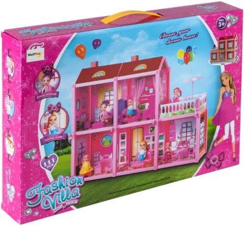 DOMEK DLA LALEK VILLA LALKA MEBELKI ZESTAW RÓŻOWY 44CM DOMEK DLA LALEK VILLA LALKA MEBELKI ZESTAW RÓŻOWY 44CM