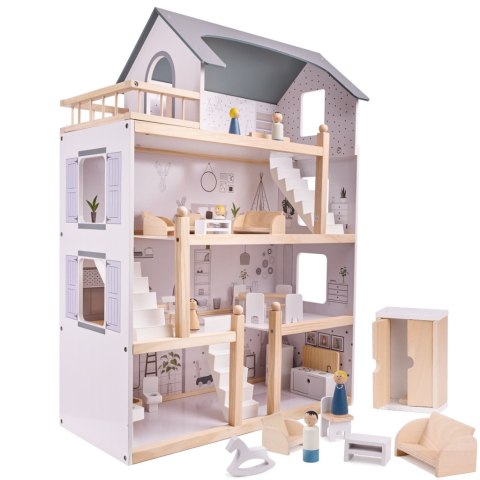 DOMEK DLA LALEK DREWNIANY MEBELKI 80CM DOMEK DLA LALEK DREWNIANY MEBELKI 80CM