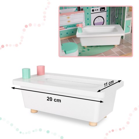 DOMEK DLA LALEK DREWNIANY MEBELKI PASTELOWY 117CM DOMEK DLA LALEK DREWNIANY MEBELKI PASTELOWY 117CM