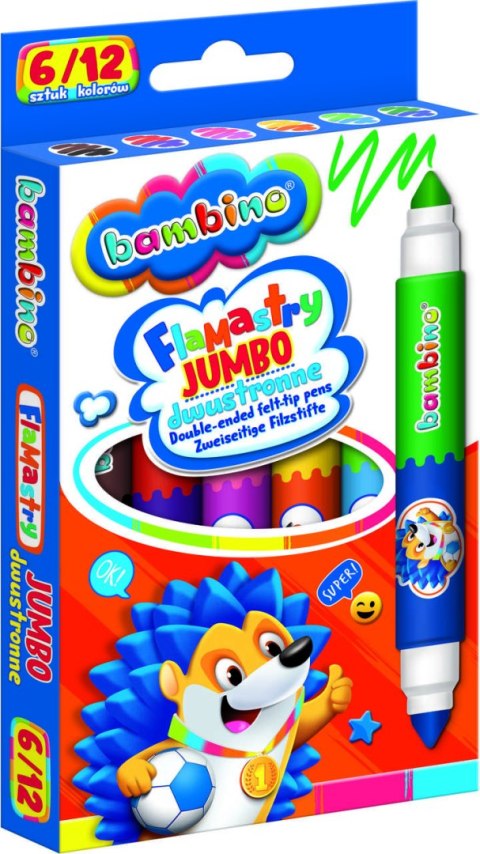 FLAMASTRY MAZAKI DWUSTRONNE GRUBE BAMBINO 12 KOLORÓW FLAMASTRY MAZAKI DWUSTRONNE GRUBE BAMBINO 12 KOLORÓW