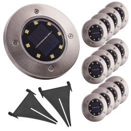 LAMPA SOLARNA OGRODOWA LED NAJAZDOWA GRUNTOWA 6500K ZIMNY BIAŁY 12SZT