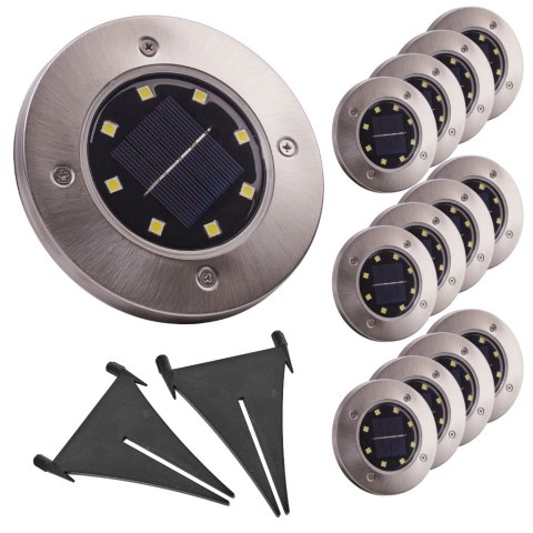 LAMPA SOLARNA OGRODOWA LED NAJAZDOWA GRUNTOWA 6500K ZIMNY BIAŁY 12SZT LAMPA SOLARNA OGRODOWA LED NAJAZDOWA GRUNTOWA 6500K ZIMNY BIAŁY 12SZT