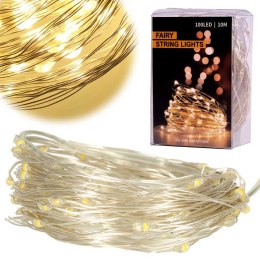 LAMPKI LED DRUCIKI DEKORACYJNE ŚWIĄTECZNE CHOINKOWE 10M 100LED CIEPŁY BIAŁY