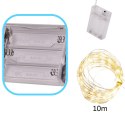 LAMPKI LED DRUCIKI DEKORACYJNE ŚWIĄTECZNE CHOINKOWE 10M 100LED CIEPŁY BIAŁY