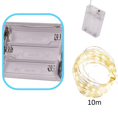 LAMPKI LED DRUCIKI DEKORACYJNE ŚWIĄTECZNE CHOINKOWE 10M 100LED CIEPŁY BIAŁY LAMPKI LED DRUCIKI DEKORACYJNE ŚWIĄTECZNE CHOINKOWE 10M 100LED CIEPŁY BIAŁY