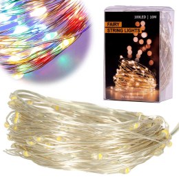 LAMPKI LED DRUCIKI DEKORACYJNE ŚWIĄTECZNE CHOINKOWE 10M 100LED MULTIKOLOR