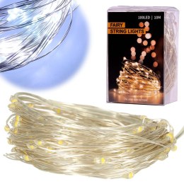 LAMPKI LED DRUCIKI DEKORACYJNE ŚWIĄTECZNE CHOINKOWE 10M 100LED ZIMNY BIAŁY