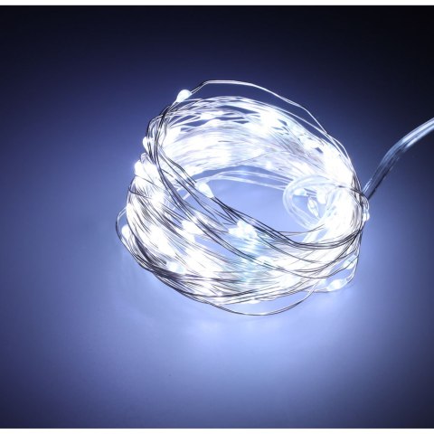 LAMPKI LED DRUCIKI DEKORACYJNE ŚWIĄTECZNE CHOINKOWE 10M 100LED ZIMNY BIAŁY LAMPKI LED DRUCIKI DEKORACYJNE ŚWIĄTECZNE CHOINKOWE 10M 100LED ZIMNY BIAŁY