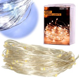 LAMPKI LED DRUCIKI DEKORACYJNE ŚWIĄTECZNE CHOINKOWE 5M 50LED ZIMNY BIAŁY