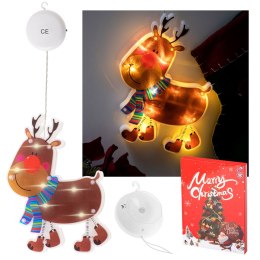 LAMPKI LED WISZĄCA OZDOBA DEKORACJA OKNA ŚWIĄTECZNA PRZYSSAWKA RENIFER