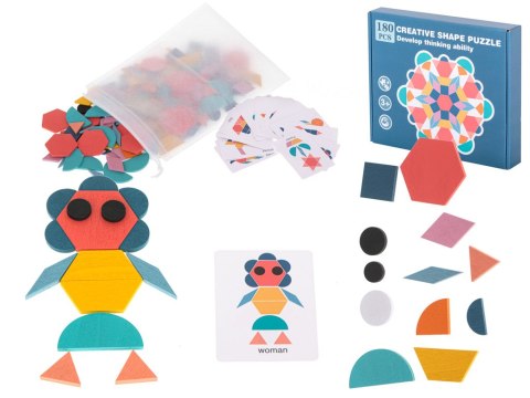 UKŁADANKA DREWNIANA TANGRAM MONTESSORI KOLOROWA MOZAIKA KSZTAŁTY 180 EL. UKŁADANKA DREWNIANA TANGRAM MONTESSORI KOLOROWA MOZAIKA KSZTAŁTY 180 EL.