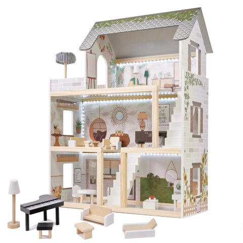 DOMEK DLA LALEK DREWNIANY LULILO FLORO BOHO LED 78CM DOMEK DLA LALEK DREWNIANY LULILO FLORO BOHO LED 78CM