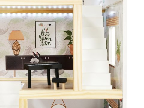 DOMEK DLA LALEK DREWNIANY LULILO FLORO BOHO LED 78CM DOMEK DLA LALEK DREWNIANY LULILO FLORO BOHO LED 78CM
