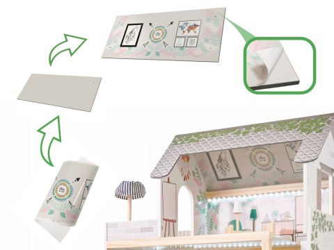 DOMEK DLA LALEK DREWNIANY LULILO FLORO BOHO LED 78CM DOMEK DLA LALEK DREWNIANY LULILO FLORO BOHO LED 78CM