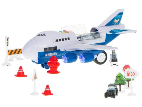TRANSPORTER SAMOLOT + 6 AUT POLICJA BOK/PRZÓD TRANSPORTER SAMOLOT + 6 AUT POLICJA BOK/PRZÓD