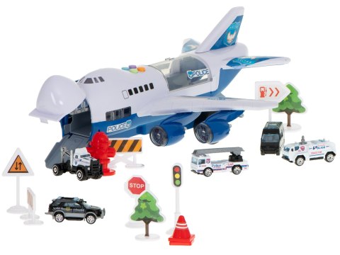 TRANSPORTER SAMOLOT + 6 AUT POLICJA BOK/PRZÓD TRANSPORTER SAMOLOT + 6 AUT POLICJA BOK/PRZÓD
