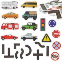 ZABAWKA DO KĄPIELI WANNY WODNA DLA DZIECI NAKLEJKI PIANKOWE AUTKA ULICA PUZZLE 23 EL.