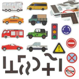 ZABAWKA DO KĄPIELI WANNY WODNA DLA DZIECI NAKLEJKI PIANKOWE AUTKA ULICA PUZZLE 23 EL.