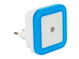 44-287# Lampka nocna led z czujnikiem zmierzchu kwadratowa niebieska