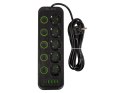 98-208# Przedłużacz sieciowy ps-530s 5-gniazd 4xusb 1xusb-c 3m czarny 2x1mm