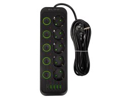 98-209# Przedłużacz sieciowy ps-550s 5-gniazd 4xusb 1xusb-c 5m czarny 2x1mm