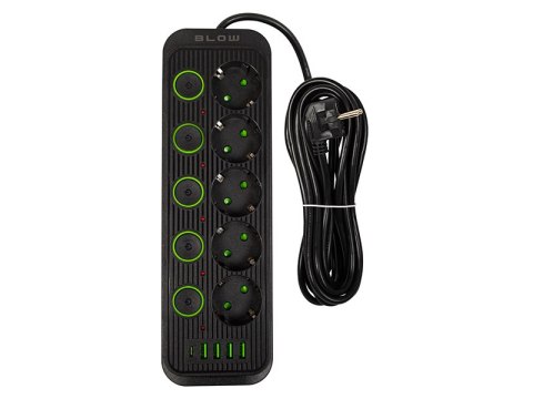 98-209# Przedłużacz sieciowy ps-550s 5-gniazd 4xusb 1xusb-c 5m czarny 2x1mm 98-209# Przedłużacz sieciowy ps-550s 5-gniazd 4xusb 1xusb-c 5m czarny 2x1mm