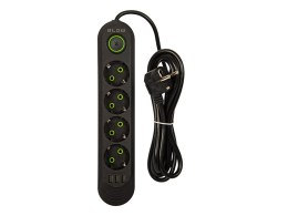 98-219# Przedłużacz sieciowy ps-420 4-gniazda 3xusb 2m czarny 2x1mm
