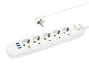 98-231# Przedłużacz sieciowy ps-550 5-gniazd 3xusb 5m biały 2x1mm