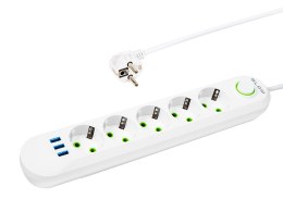 98-231# Przedłużacz sieciowy ps-550 5-gniazd 3xusb 5m biały 2x1mm