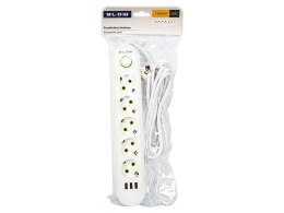 98-231# Przedłużacz sieciowy ps-550 5-gniazd 3xusb 5m biały 2x1mm