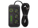 98-235# Przedłużacz sieciowy ps-350u 3-gniazda 4xusb 1xusb-c 5m czarny 2x1mm