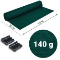 Siatka cieniująca 1,5x50m 140g/m2 + 50 zacisków zielona