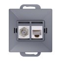 Gniazdo pojed. typu F + Gniazdo 1xRJ45 Cat6 Pearl, TV/F+RJ45/P, antracyt Gniazdo pojed. typu F + Gniazdo 1xRJ45 Cat6 Pearl, TV/F+RJ45/P, antracyt