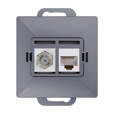 Gniazdo pojed. typu F + Gniazdo 1xRJ45 Cat6 Pearl, TV/F+RJ45/P, antracyt Gniazdo pojed. typu F + Gniazdo 1xRJ45 Cat6 Pearl, TV/F+RJ45/P, antracyt