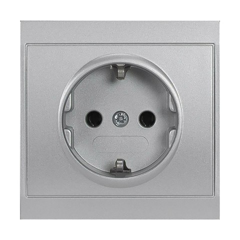 Gniazdo pojedyncze p/t 2P+Z, Schuko Luna, 16A, 250V, PT-17L, srebrny Gniazdo pojedyncze p/t 2P+Z, Schuko Luna, 16A, 250V, PT-17L, srebrny