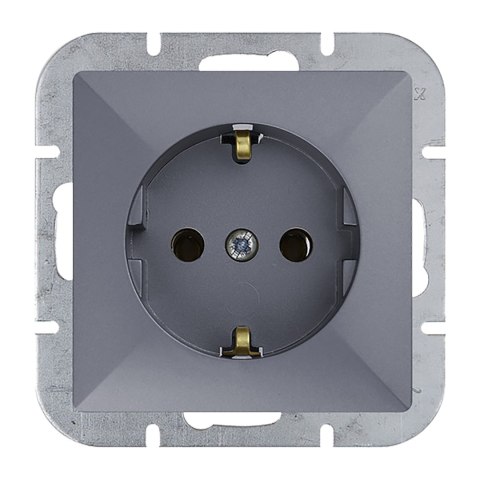 Gniazdo pojedyncze p/t 2P+Z Schuko Pearl, 16A, 250V, PT-17P, antracyt Gniazdo pojedyncze p/t 2P+Z Schuko Pearl, 16A, 250V, PT-17P, antracyt