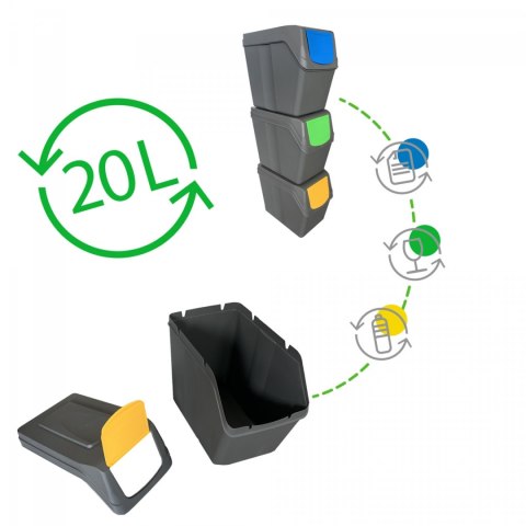 Zestaw koszy do segregacji Sortibox 3x20L szare ISWB20S3 Zestaw koszy do segregacji Sortibox 3x20L szare ISWB20S3