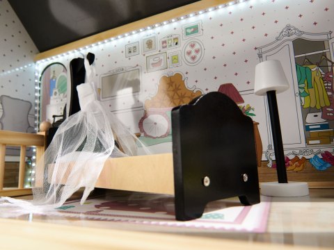 DOMEK DLA LALEK DREWNIANY MDF MEBELKI 122CM XXL LED DOMEK DLA LALEK DREWNIANY MDF MEBELKI 122CM XXL LED