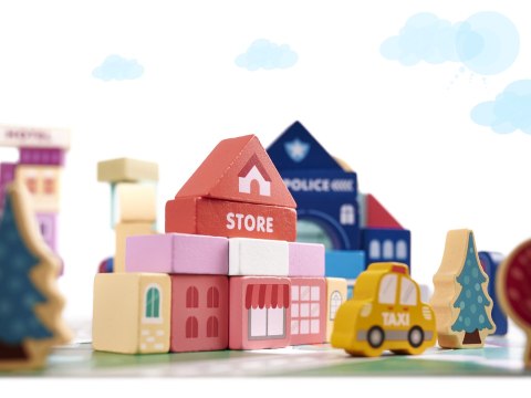 KLOCKI DREWNIANE EDUKACYJNE MIASTO PUZZLE 100EL. KLOCKI DREWNIANE EDUKACYJNE MIASTO PUZZLE 100EL.