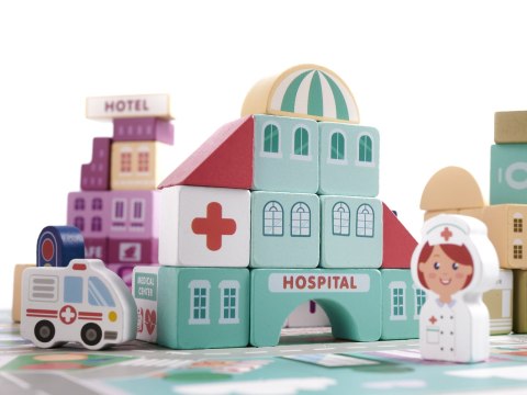 KLOCKI DREWNIANE EDUKACYJNE MIASTO PUZZLE 100EL. KLOCKI DREWNIANE EDUKACYJNE MIASTO PUZZLE 100EL.