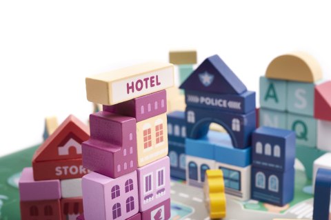 KLOCKI DREWNIANE EDUKACYJNE MIASTO PUZZLE 100EL. KLOCKI DREWNIANE EDUKACYJNE MIASTO PUZZLE 100EL.