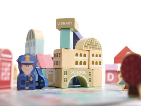 KLOCKI DREWNIANE EDUKACYJNE MIASTO PUZZLE 100EL. KLOCKI DREWNIANE EDUKACYJNE MIASTO PUZZLE 100EL.