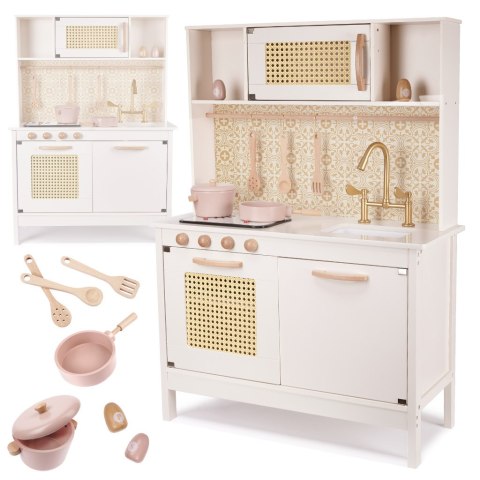 KUCHNIA DLA DZIECI DREWNIANA MDF RETRO Z AKCESORIAMI BOHO 100CM KUCHNIA DLA DZIECI DREWNIANA MDF RETRO Z AKCESORIAMI BOHO 100CM