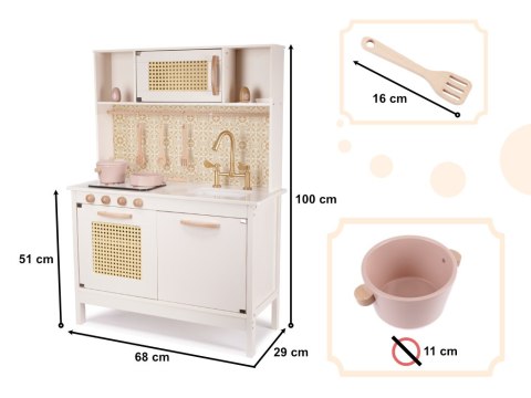 KUCHNIA DLA DZIECI DREWNIANA MDF RETRO Z AKCESORIAMI BOHO 100CM KUCHNIA DLA DZIECI DREWNIANA MDF RETRO Z AKCESORIAMI BOHO 100CM