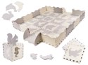 MATA EDUKACYJNA PIANKOWA PUZZLE KOJEC SZARA ECRU 36 ELEMENTÓW 150X150CM