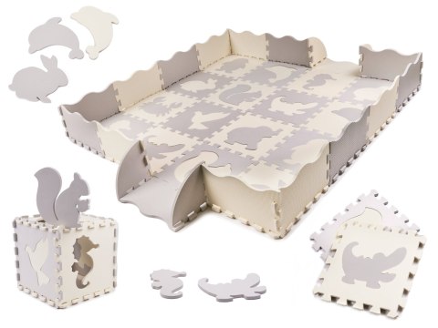 MATA EDUKACYJNA PIANKOWA PUZZLE KOJEC SZARA ECRU 36 ELEMENTÓW 150X150CM MATA EDUKACYJNA PIANKOWA PUZZLE KOJEC SZARA ECRU 36 ELEMENTÓW 150X150CM