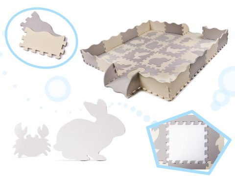 MATA EDUKACYJNA PIANKOWA PUZZLE KOJEC SZARA ECRU 36 ELEMENTÓW 150X150CM MATA EDUKACYJNA PIANKOWA PUZZLE KOJEC SZARA ECRU 36 ELEMENTÓW 150X150CM