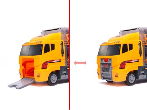TRANSPORTER CIĘŻARÓWKA TIR WYRZUTNIA + METALOWE AUTA MASZYNY BUDOWLANE TRANSPORTER CIĘŻARÓWKA TIR WYRZUTNIA + METALOWE AUTA MASZYNY BUDOWLANE