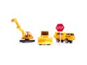 TRANSPORTER SAMOLOT + 3 AUTA POJAZDY BUDOWLANE